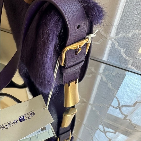 ✨ NWT Burberry Leather Chess Satchel in Purple ✨ - Picture 3 of 13